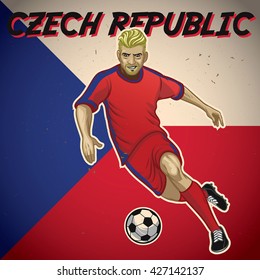 Czech Republic soccer player with flag background