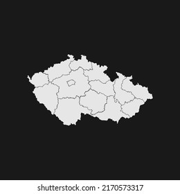 czech republic soft white map with black detail and background