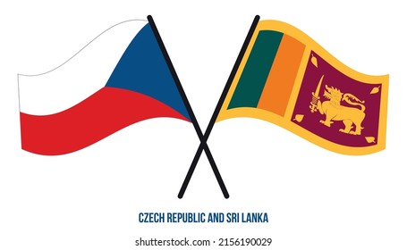 Czech Republic and Sri Lanka Flags Crossed And Waving Flat Style. Official Proportion. Correct Colors.