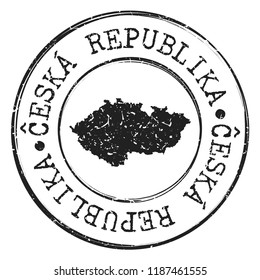 Czech Republic Stamp Silhouette Map. Postal Passport Stamp Round Vector Icon Design.
