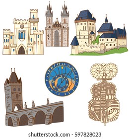 Czech Republic symbol. Set architectural symbols of the Czech Republic.