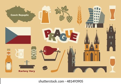 Czech Republic symbol. Vector icons and symbols set