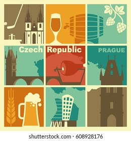 Czech Republic symbol. Vector icons and symbols set