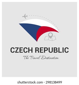 Czech Republic The Travel Destination logo - Vector travel company logo design - Country Flag Travel and Tourism concept t shirt graphics - vector illustration