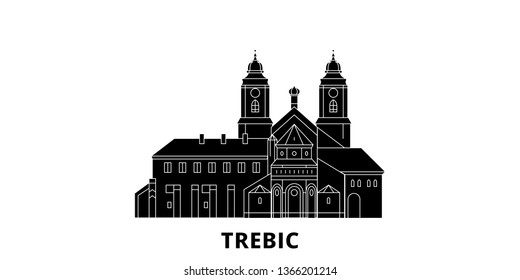 Czech Republic, Trebic flat travel skyline set. Czech Republic, Trebic black city vector illustration, symbol, travel sights, landmarks.
