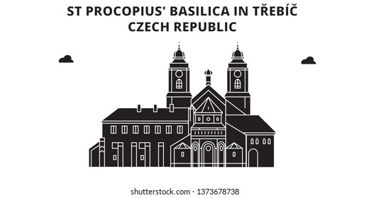 Czech Republic , Trebic, St Procopius Basilica ,  travel skyline vector illustration. 