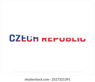 Czech Republic Typography with flag on a white background, Editable vector design of Czech republic typography with flag, National Day Design, Independence Day Design of Czech Republic