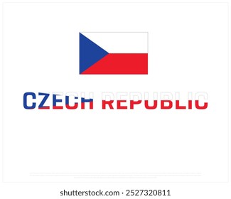 Czech Republic Typography with National flag on a white background, Editable vector design of Czech Republic typography with flag, National Day Design, Independence Day Design of Czech Republic