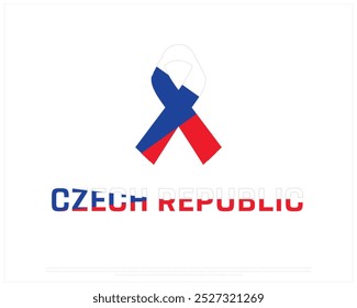 Czech Republic Typography with Ribbon flag on a white background, Editable vector design of Czech Republic typography with Ribbon flag, National Day Design, Independence Day Design of Czech Republic