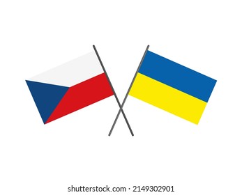 Czech Republic and Ukraine flags crossed. A symbol of friendship and support. Stand with Ukraine.