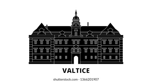 Czech Republic, Valtice flat travel skyline set. Czech Republic, Valtice black city vector illustration, symbol, travel sights, landmarks.