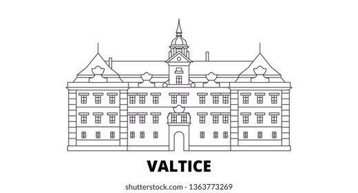 Czech Republic, Valtice line travel skyline set. Czech Republic, Valtice outline city vector illustration, symbol, travel sights, landmarks.