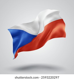 Czech Republic, vector 3d flag with waves on a white background