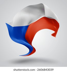 Czech Republic, vector 3d flag with waves on a white background