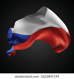 Czech Republic, vector 3d flag with waves on a black background