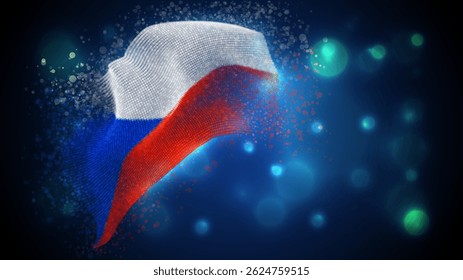 República Tcheca, vetor 3d bandeira com iluminação e clarões