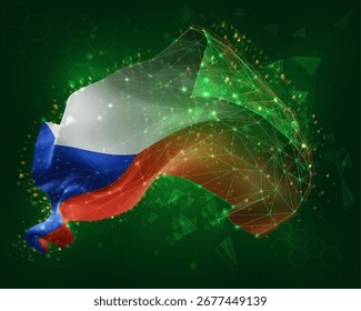 República Tcheca, vetor 3d bandeira no fundo verde