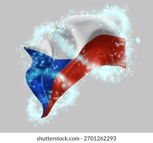 República Checa, bandera de Vector 3d en un torbellino de brillo mágico
