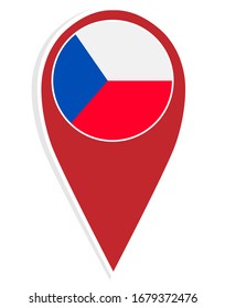 Czech republic vector flag map location pin. European football 2020 tournament final stage.