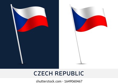 Czech Republic vector flag. Waving national flag of Czech Republic isolated on white and dark background. Official colors and proportion of flag. European football 2020 tournament final stage