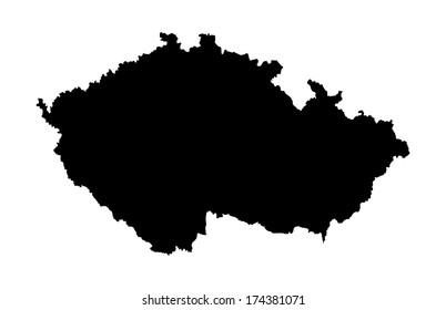 Czech Republic vector map silhouette isolated on white background. EU country. Europe country map.