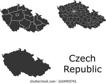 Czech Republic vector maps with administrative regions, municipalities, departments, borders