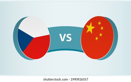 Czech Republic versus China, team sports competition concept. Round flag of countries.