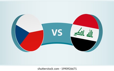 Czech Republic versus Iraq, team sports competition concept. Round flag of countries.