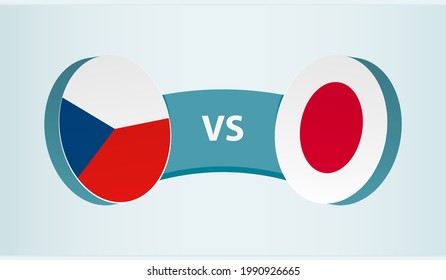 Czech Republic versus Japan, team sports competition concept. Round flag of countries.