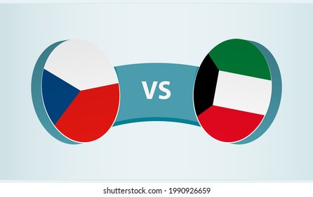 Czech Republic versus Kuwait, team sports competition concept. Round flag of countries.