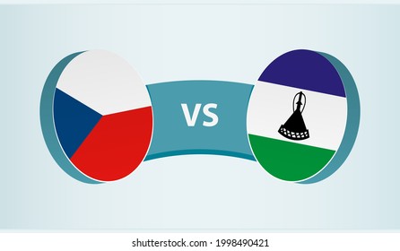 Czech Republic versus Lesotho, team sports competition concept. Round flag of countries.