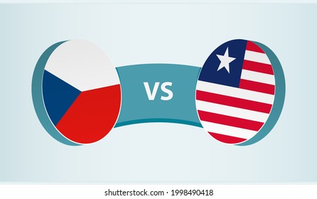 Czech Republic versus Liberia, team sports competition concept. Round flag of countries.