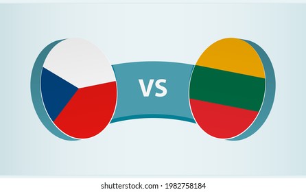 Czech Republic versus Lithuania, team sports competition concept. Round flag of countries.