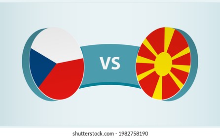 Czech Republic versus Macedonia, team sports competition concept. Round flag of countries.