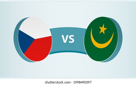 Czech Republic versus Mauritania, team sports competition concept. Round flag of countries.