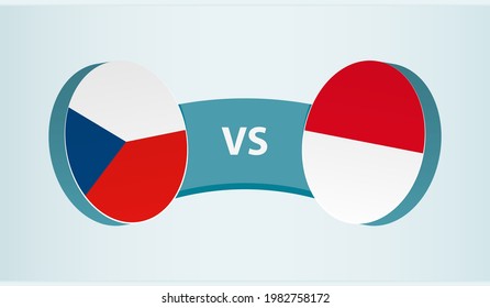 Czech Republic versus Monaco, team sports competition concept. Round flag of countries.