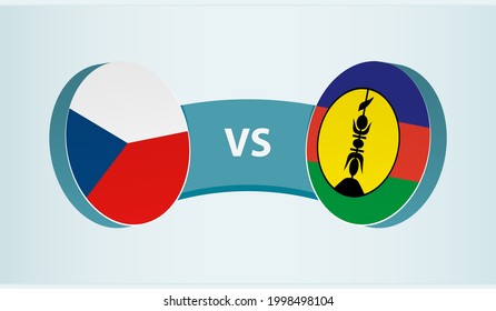 Czech Republic versus New Caledonia, team sports competition concept. Round flag of countries.