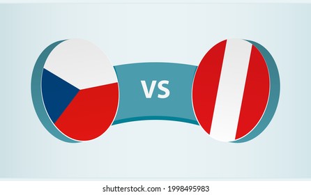 Czech Republic versus Peru, team sports competition concept. Round flag of countries.