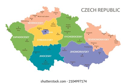 Czech Republic vintage map. High detailed vector map with pastel colors, cities and geographical borders