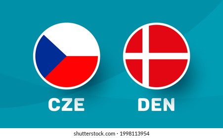 czech republic vs denmark match vector illustration Football euro 2020 championship 