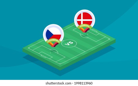 czech republic vs denmark match vector illustration Football euro 2020 championship 