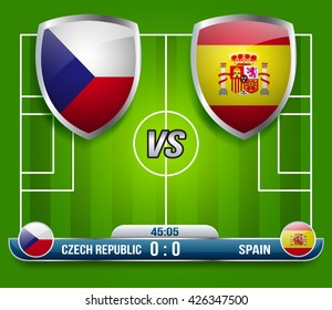 Czech Republic vs Spain Soccer Match : Vector Illustration