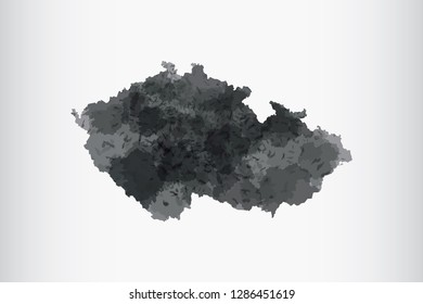 Czech Republic watercolor map vector illustration of black color on light background using paint brush in paper page