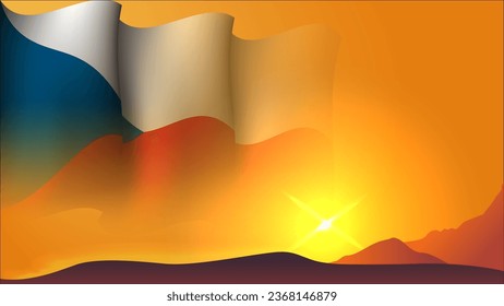 czech republic waving flag background design on sunset view vector illustration suitable for poster, social media design event on czech republic