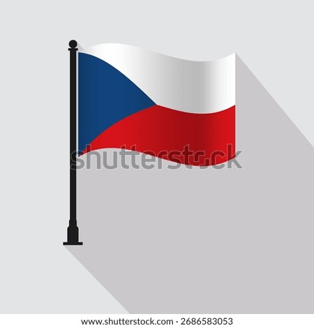 Czech Republic Waving Flag Pole Vector Illustration