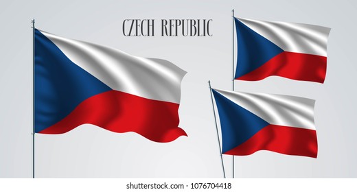 Tschechische Republik winkende Flagge Set von Vektorillustration Illustration. Weiße rote Farben der tschechischen Flagge als patriotisches Symbol