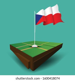 Czech Republic waving vector flag on the soil