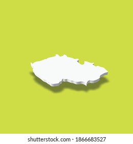 Czech Republic - white 3D silhouette map of country area with dropped shadow on green background. Simple flat vector illustration.