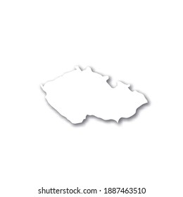 Czech Republic - white 3D silhouette map of country area with dropped shadow on white background. Simple flat vector illustration.