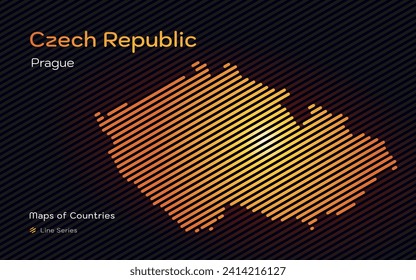 	
Czech Respublic Map in a Line Pattern. Stylized simple vector map